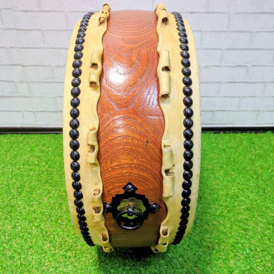 【高級】平太鼓　和楽器 和太鼓 くりぬき胴　1.4尺　耳付　欅