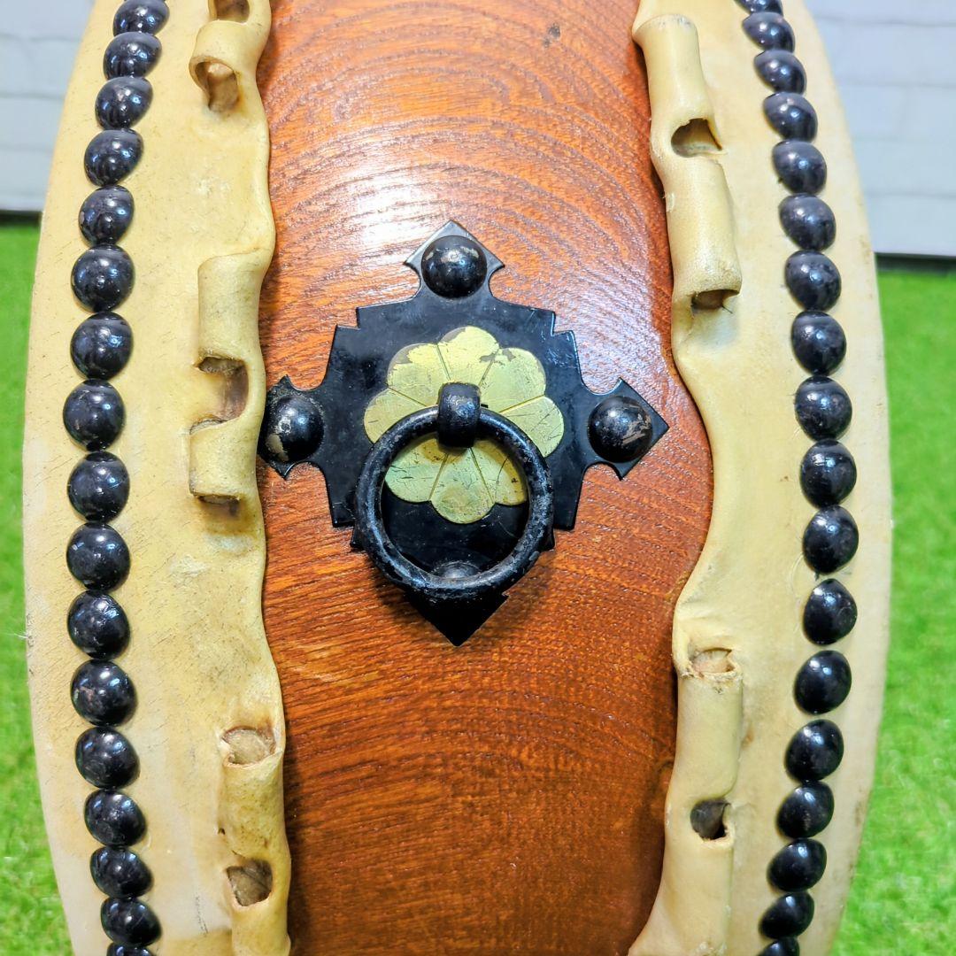 【高級】平太鼓　和楽器 和太鼓 くりぬき胴　1.4尺　耳付　欅