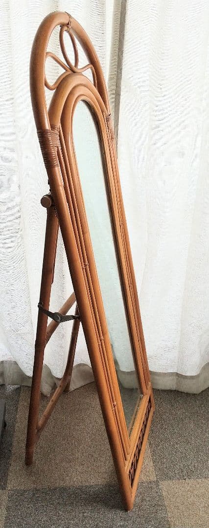 ラタン スタンドミラー　姿見