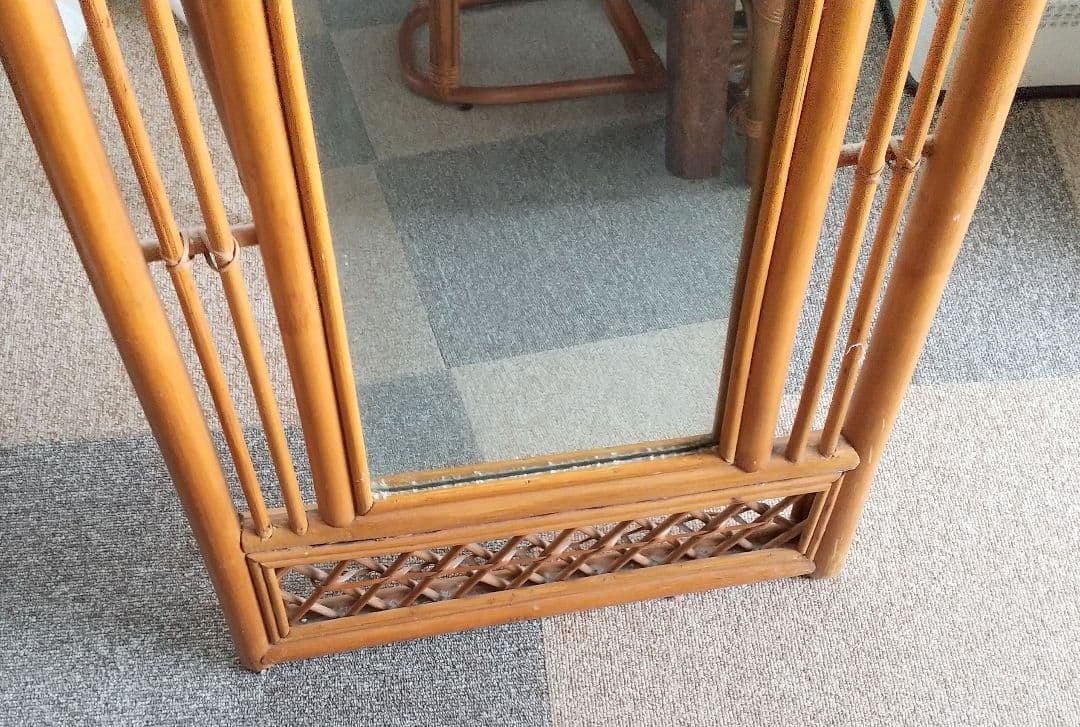 ラタン スタンドミラー　姿見