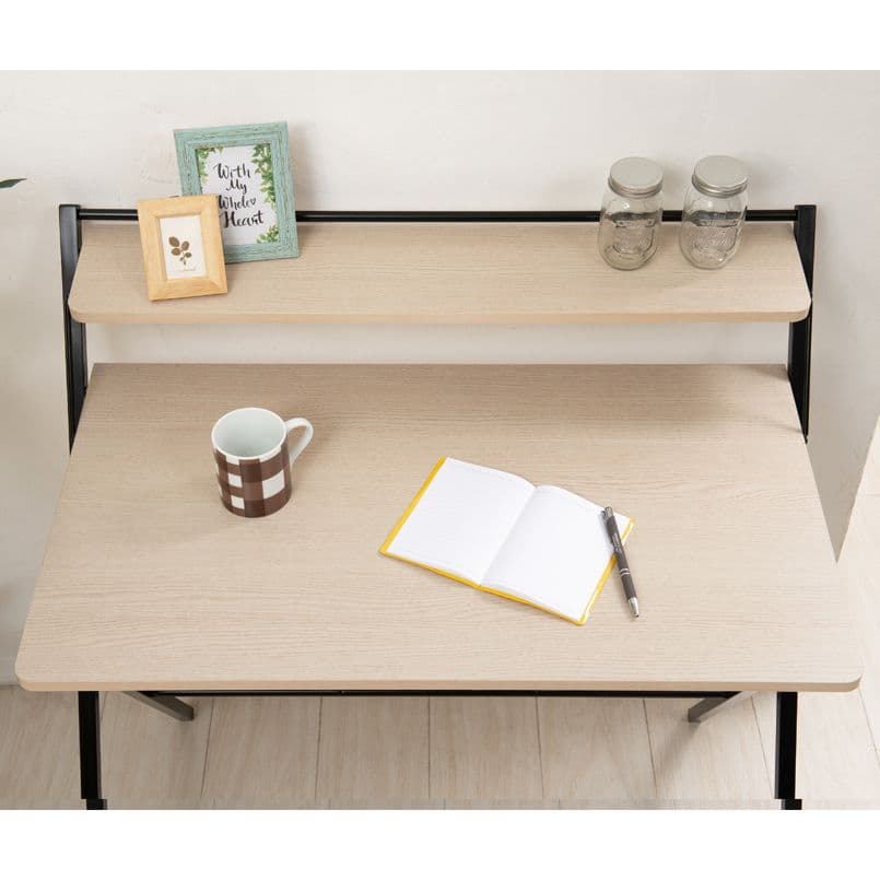 《新品・送料無料》幅80cm◎棚付折りたたみワークデスク テーブル 机 木目