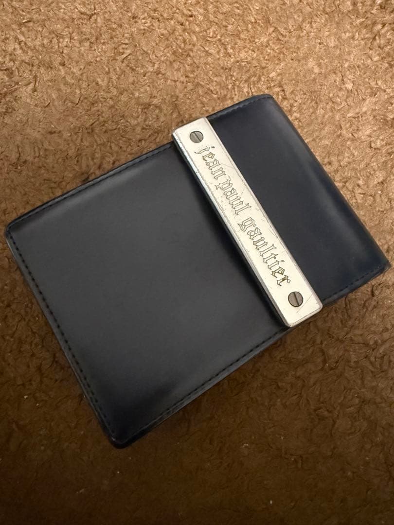 Jean Paul Gaultier 黒 レザー メタルプレート シガレット