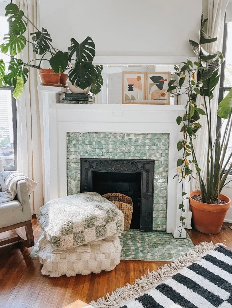 ヴィンテージベニワレンのチェック柄プフ