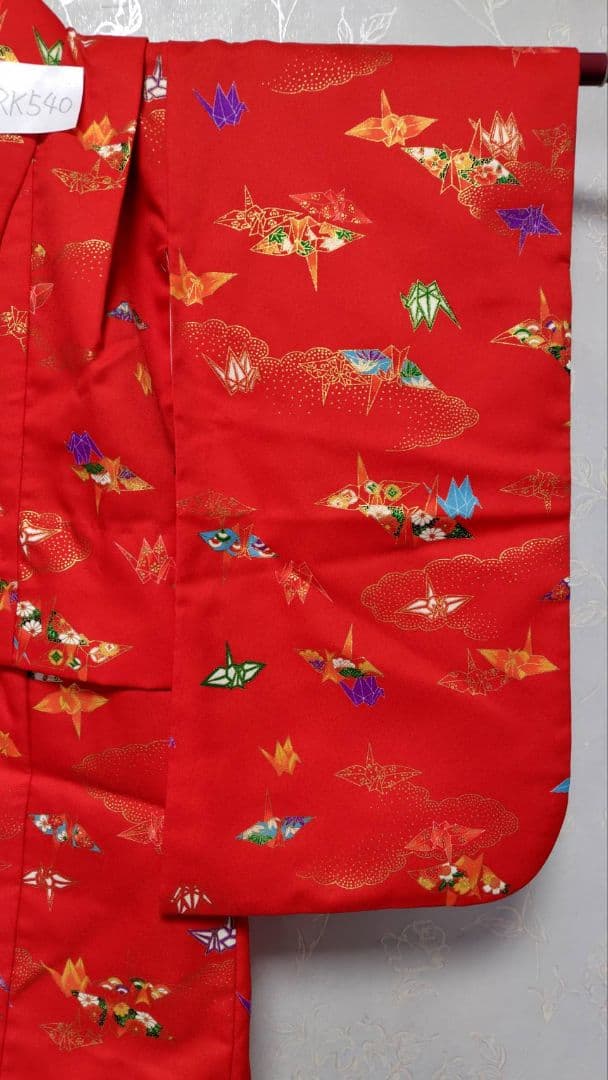 RK540洗える子供着物着丈72センチ裄丈42センチ状態良好