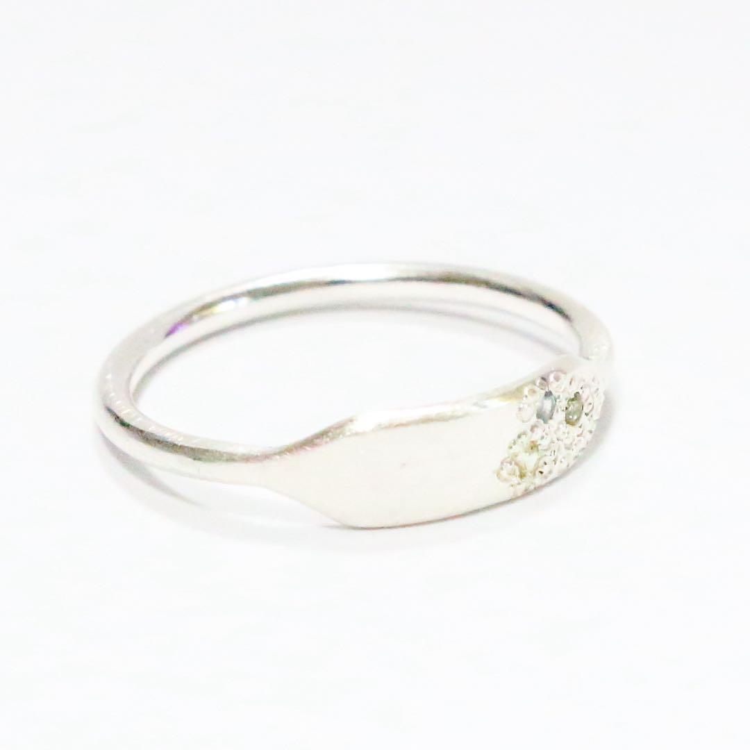 サファイアミル打ち留めシルバープレートデザインリング約12号