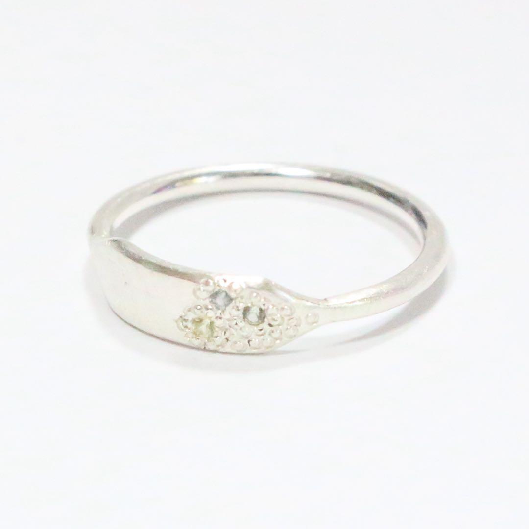 サファイアミル打ち留めシルバープレートデザインリング約12号