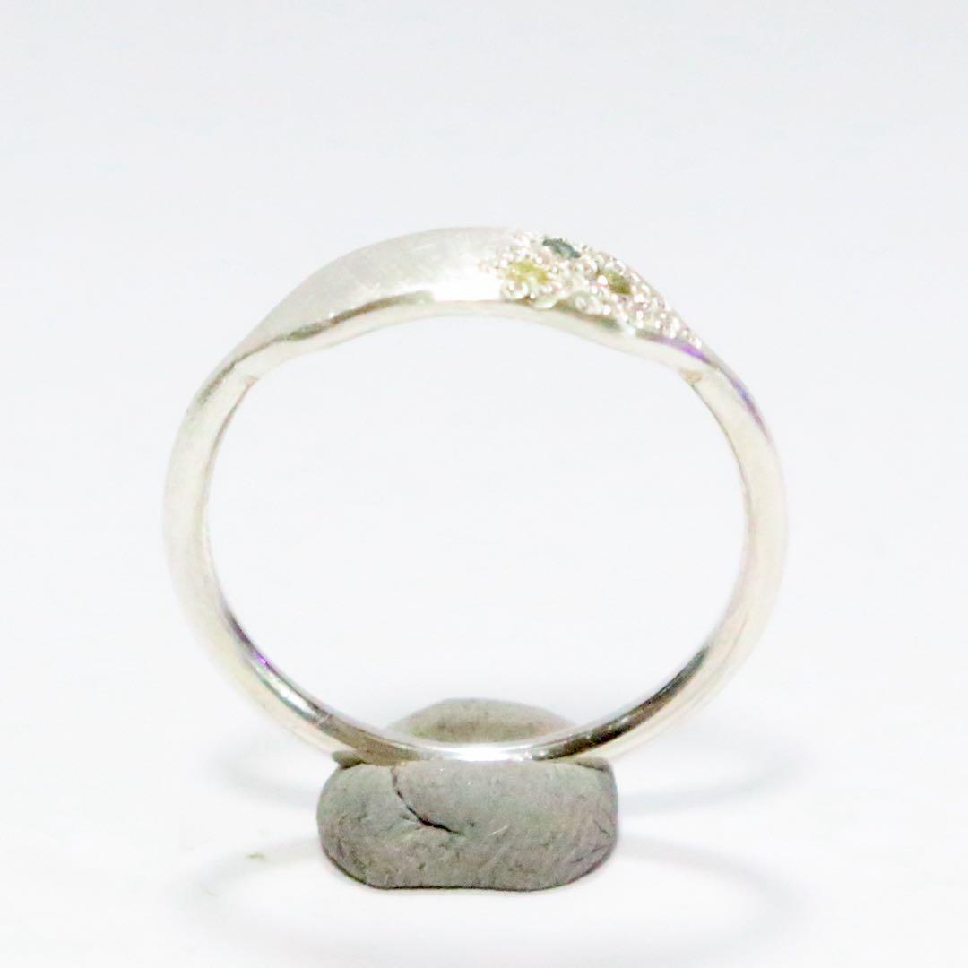 サファイアミル打ち留めシルバープレートデザインリング約12号