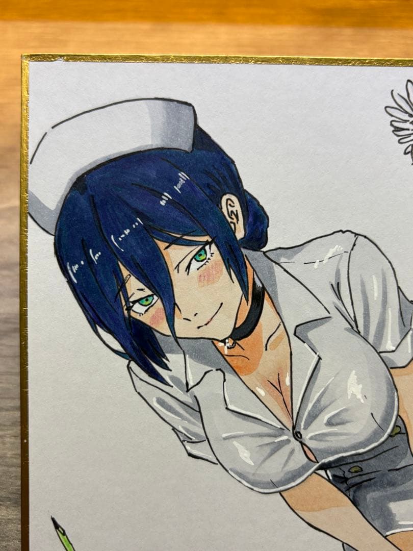 【レゼ】ナース服　看護師　原画一点物　ファンアート 色紙 イラスト アナログ