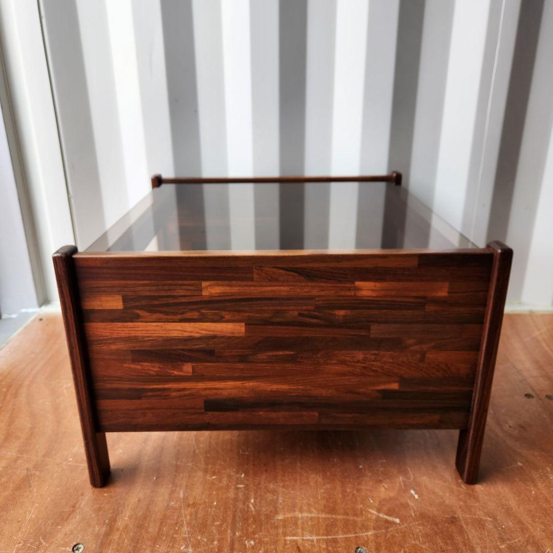 ヴィンテージ　コーヒーテーブル　ローズウッド x スモークガラス サイドテーブル