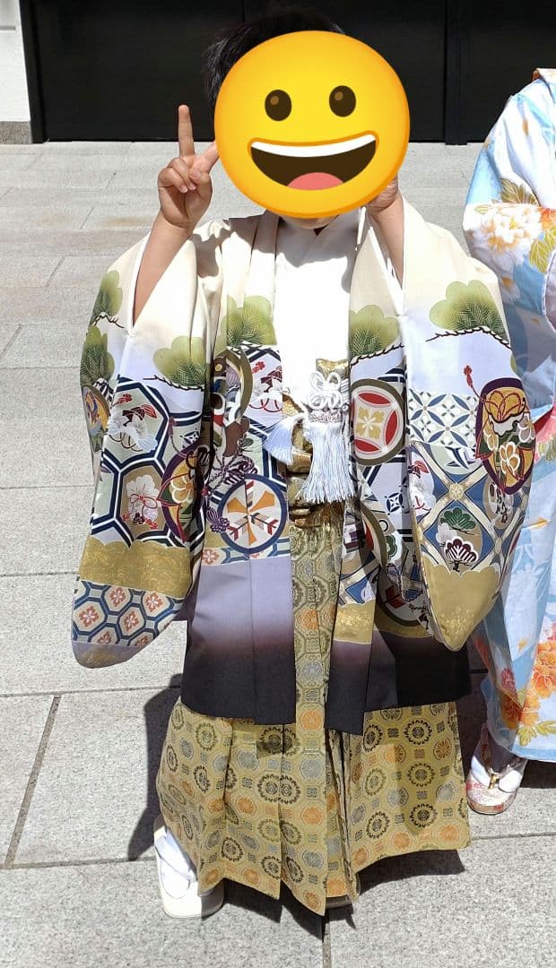 ５歳男の子　七五三用 鷹刺繍 着物