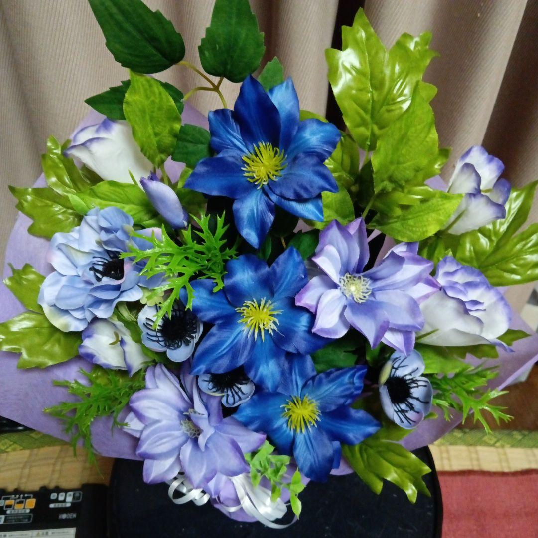 お供え花　仏花　造花アレンジ　クレマチス