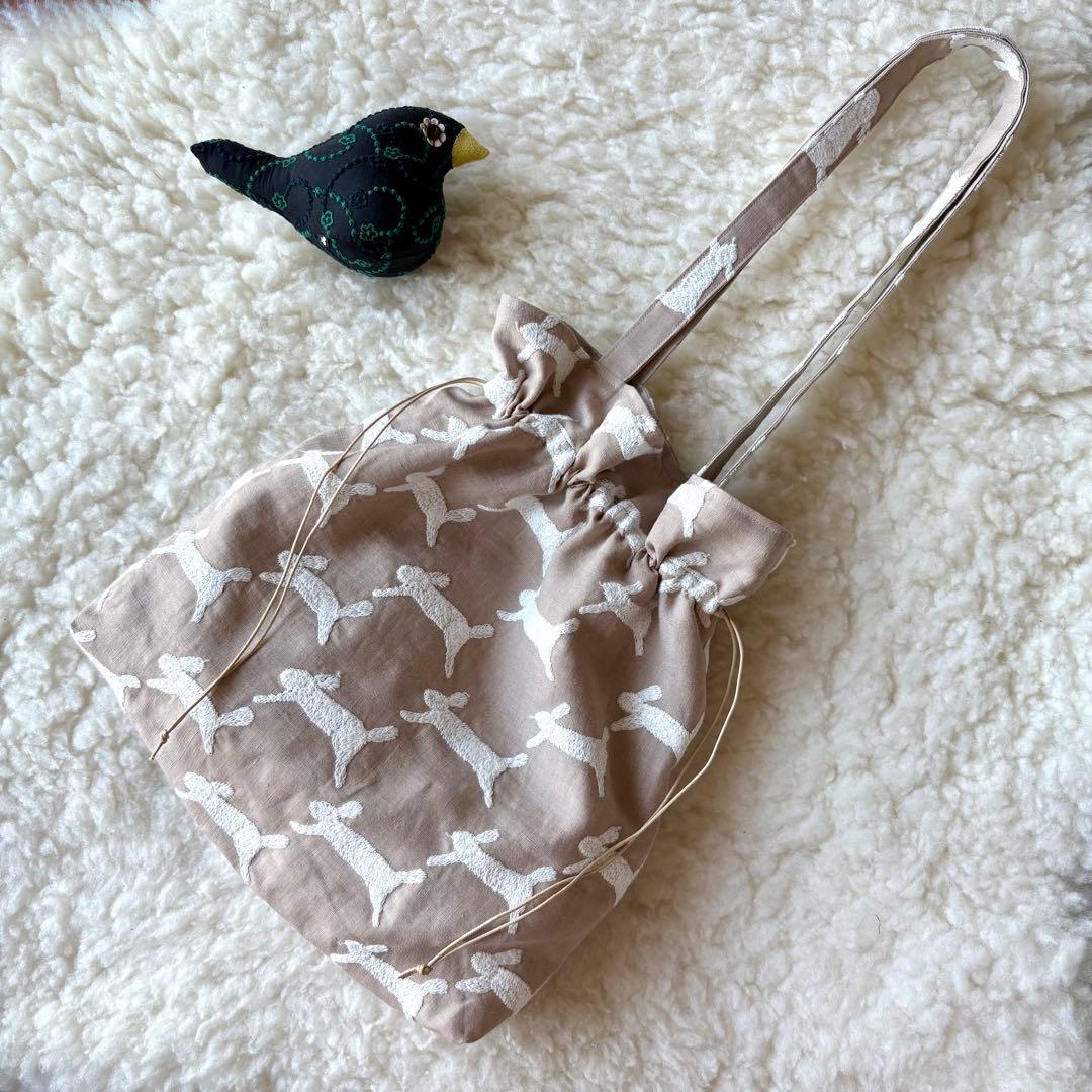 ミナペルホネン生地使用 ✳︎ run run run 巾着バッグ