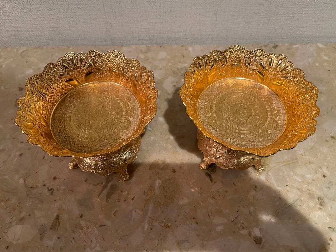 【6個セット】小物入れ、ジュエリーケース、爪楊枝入れ、砂糖、クリープ、金色、銀色