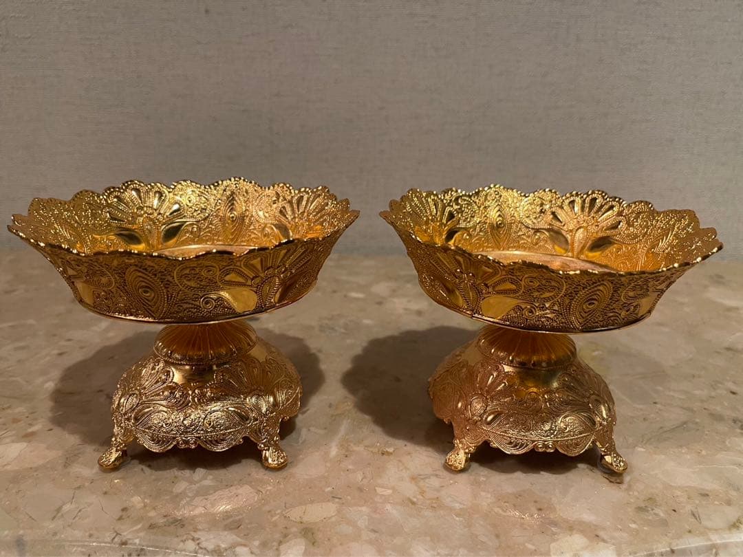 【6個セット】小物入れ、ジュエリーケース、爪楊枝入れ、砂糖、クリープ、金色、銀色