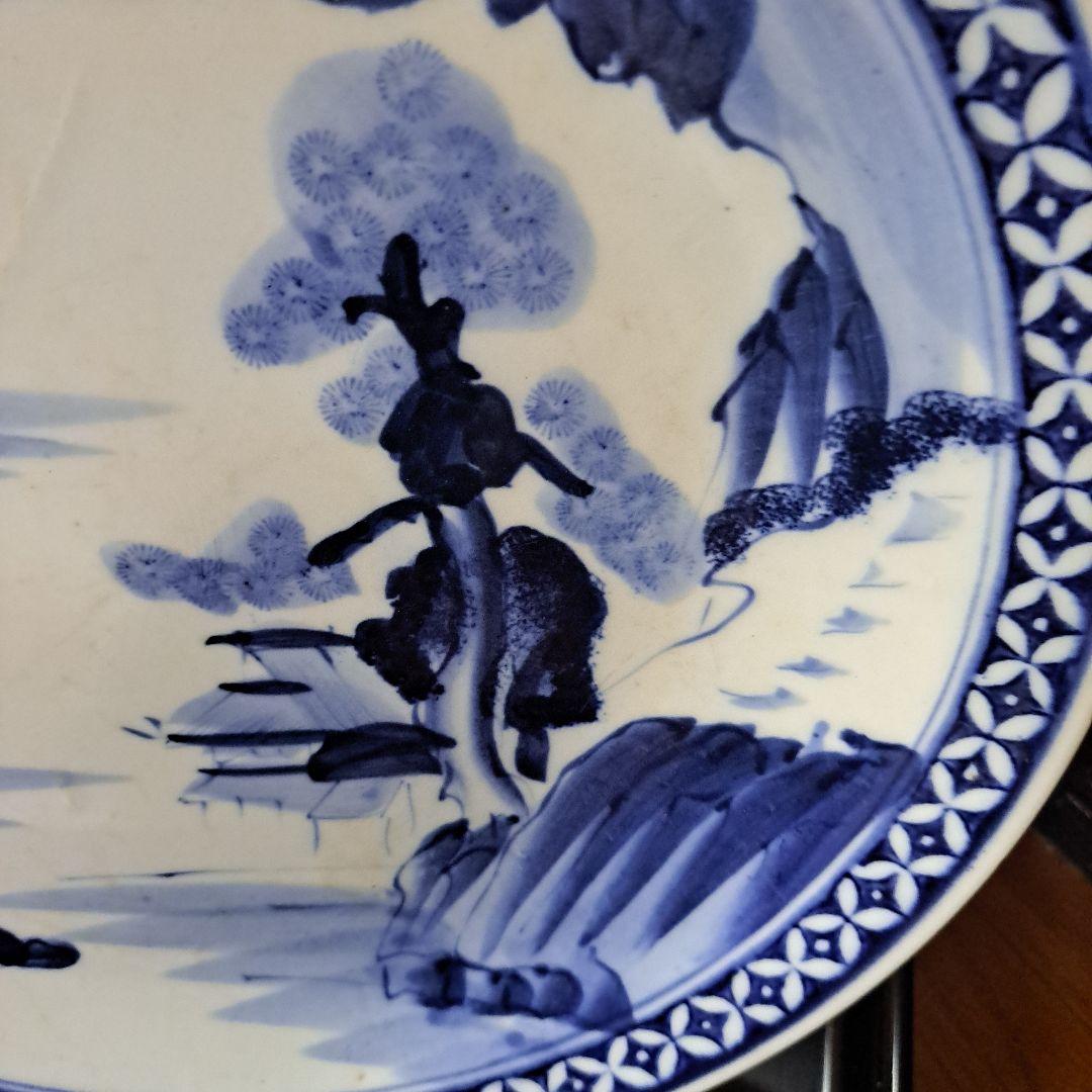 江戸初期 呉須 古伊万里 極上 七宝 楼閣山水図 角渦福 大皿 - メルカリ