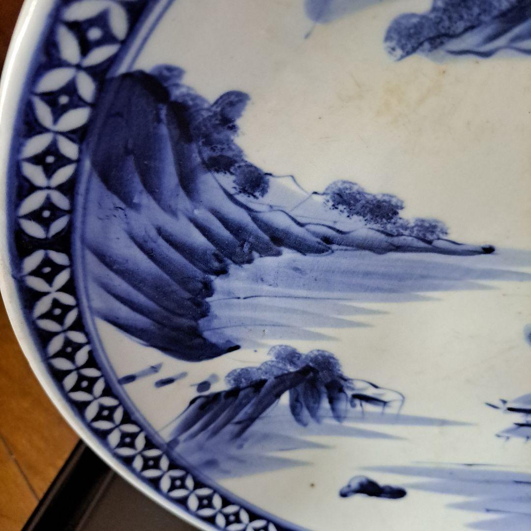 江戸初期 呉須 古伊万里 極上 七宝 楼閣山水図 角渦福 大皿 - メルカリ