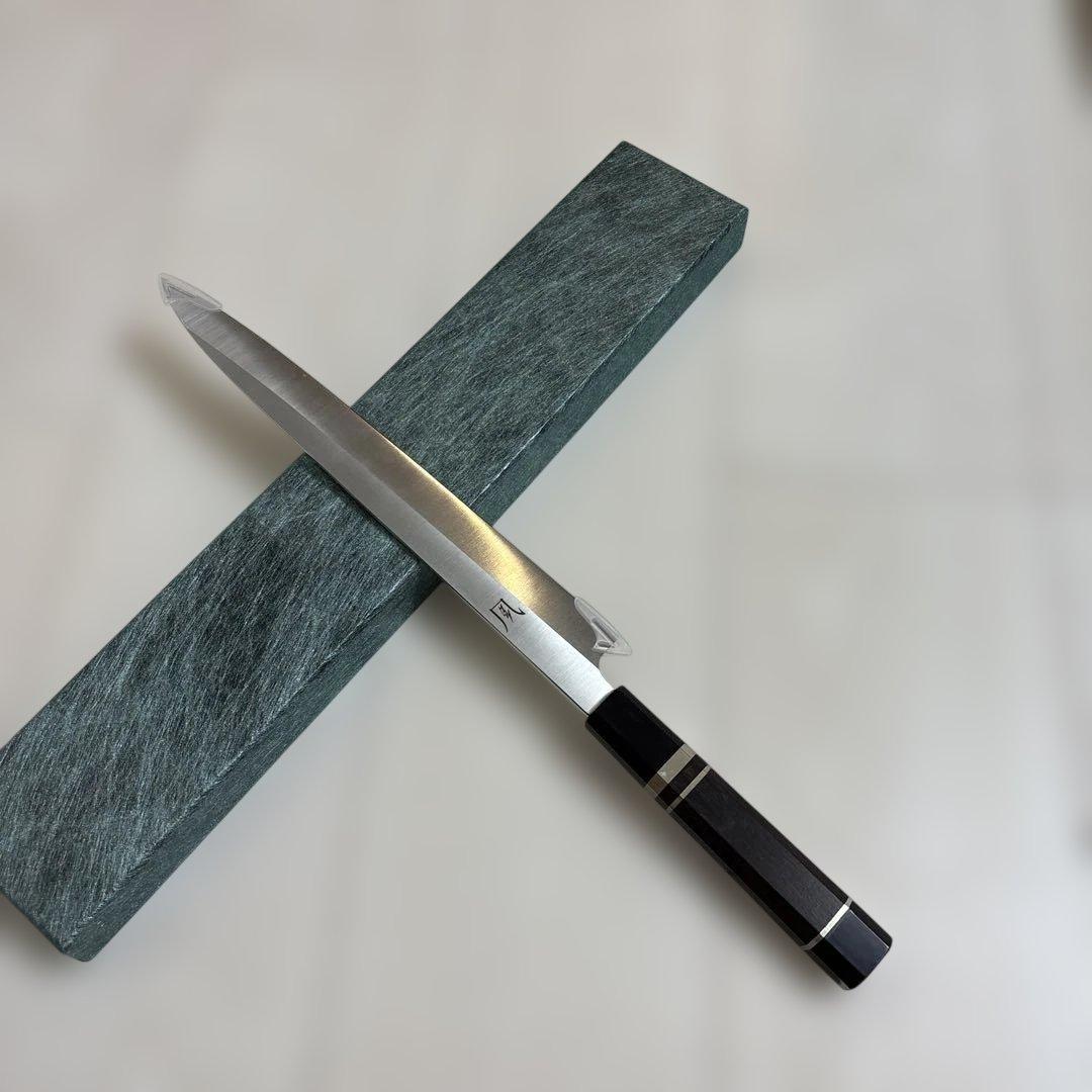 風刃 柳刃包丁 9寸 V金10号 刺身包丁 和包丁黒檀黒水牛角八角柄