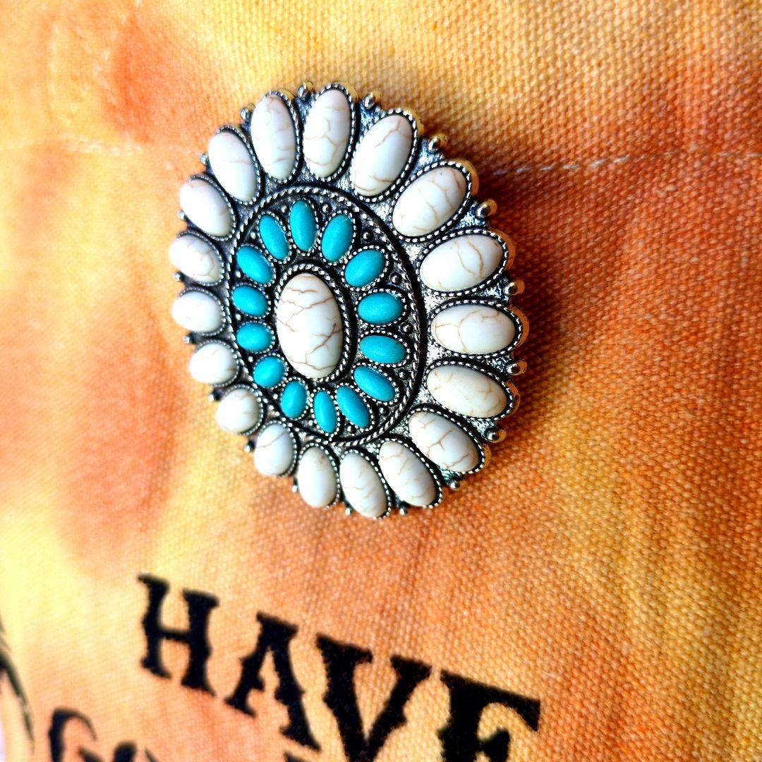 Native American➳ターコイズブローチ付手染めミニトートバッグ✨️