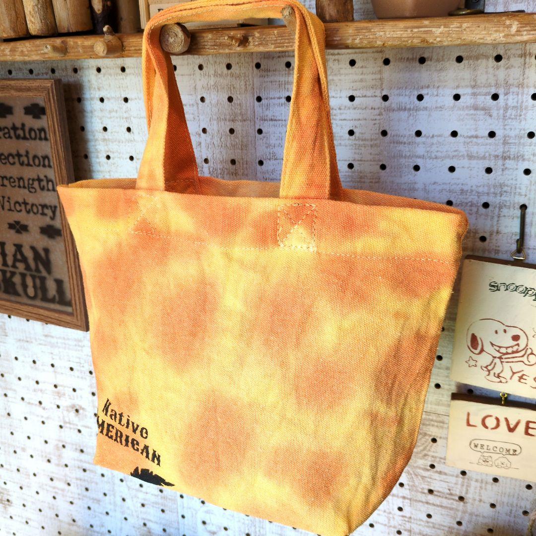 Native American➳ターコイズブローチ付手染めミニトートバッグ✨️