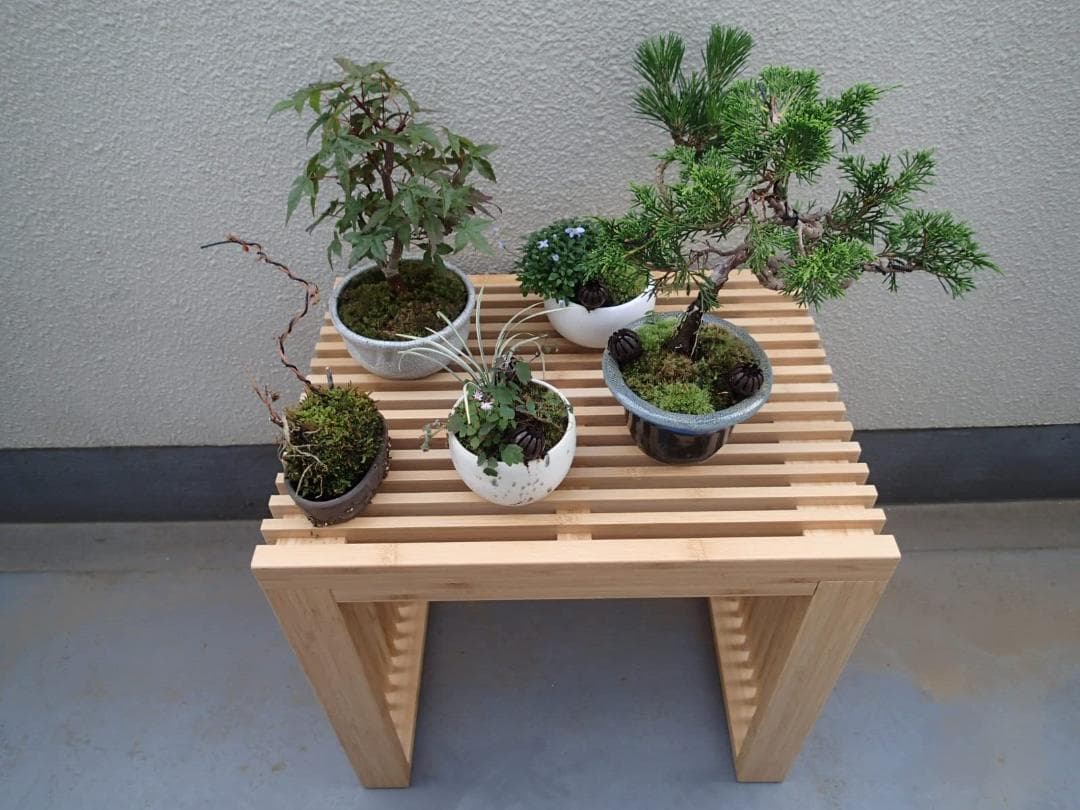 美しいデザインと機能性 コンパクト 1人用 竹製ベンチ