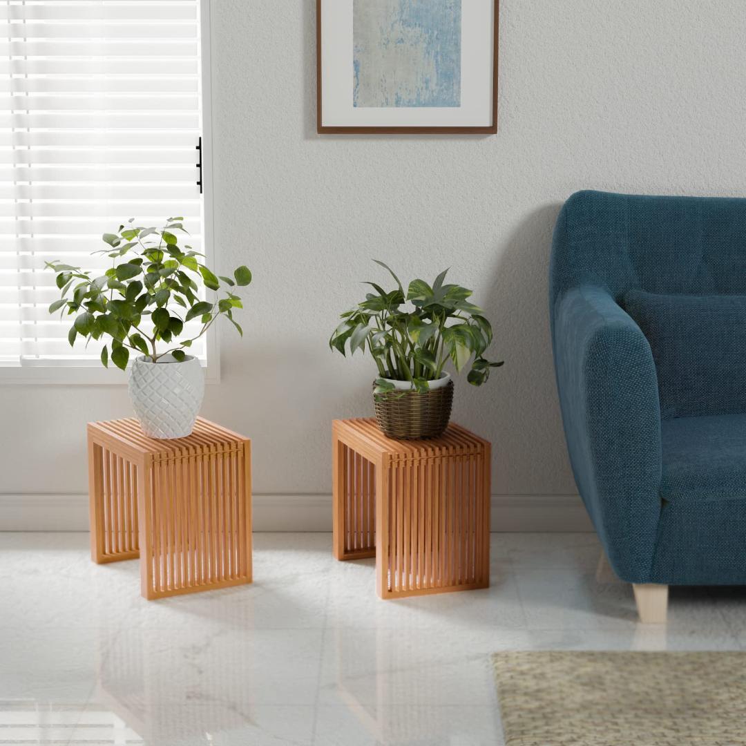 美しいデザインと機能性 コンパクト 1人用 竹製ベンチ