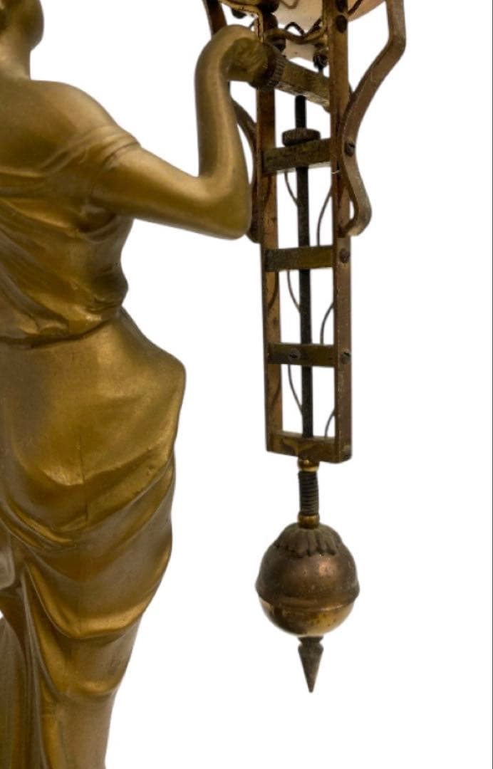 Fuji アナログ置時計 8DAY 手巻き 女神像 振り子 時計 25ス317