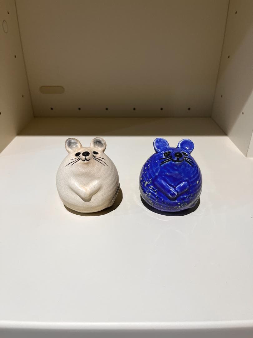 リサラーソン　Lisa Larson　ネズミ置物 白と青 2個セット