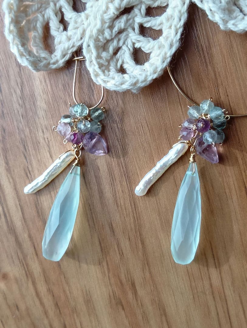 558/14kgfグリーンカルセドニーとフローライトのチャーム