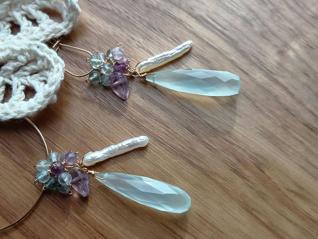 558/14kgfグリーンカルセドニーとフローライトのチャーム