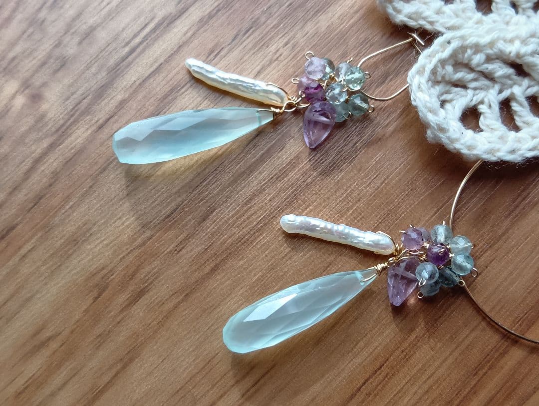 558/14kgfグリーンカルセドニーとフローライトのチャーム