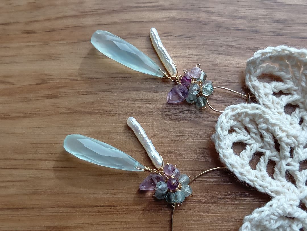 558/14kgfグリーンカルセドニーとフローライトのチャーム