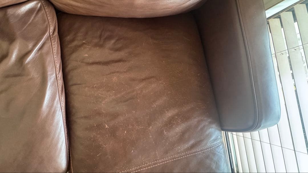 KEYUCAブラウン レザーソファ