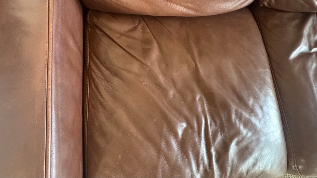 KEYUCAブラウン レザーソファ