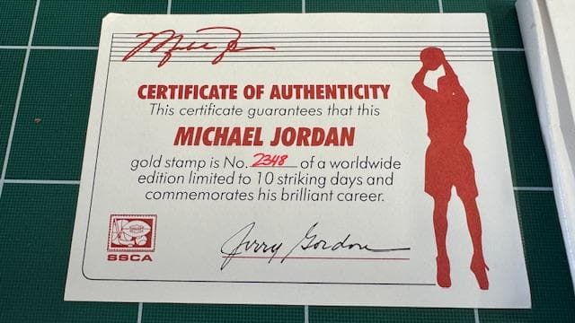 マイケル・ジョーダン 23K（金箔）切手小型シート 初日カバー付き