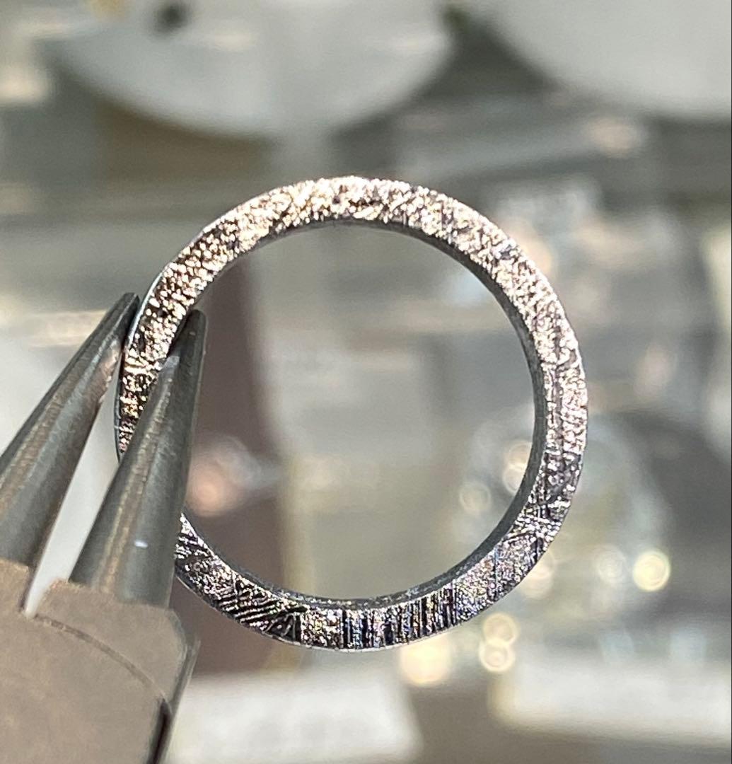 鉄隕石 天然ギベオンくりぬきリング12号 メテオライト ギベオン指輪