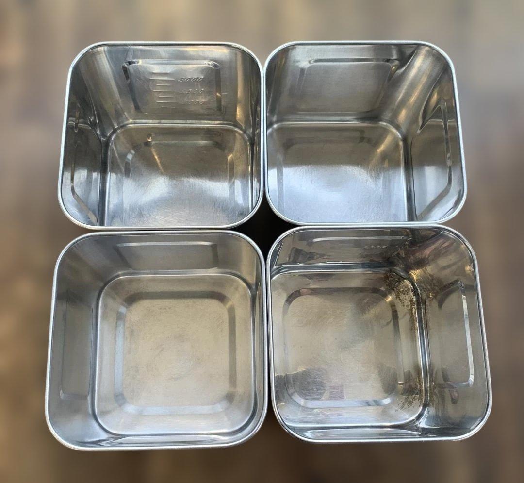 ユキワ ステンレス 角深型キッチンポット 16.5×1個・15×4個 計5個