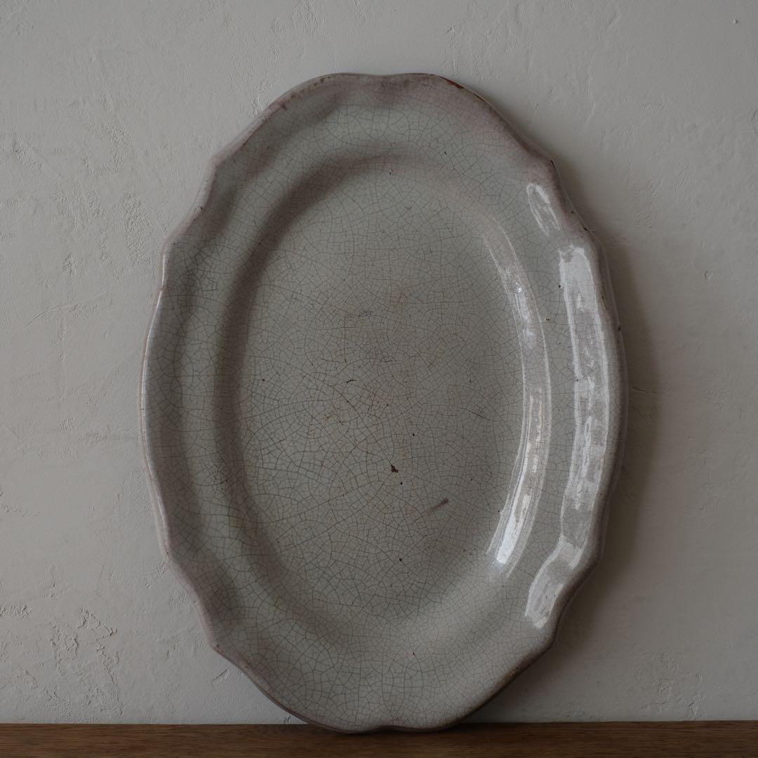 キュノワール　花リムオーバルプレート　フランスアンティーク