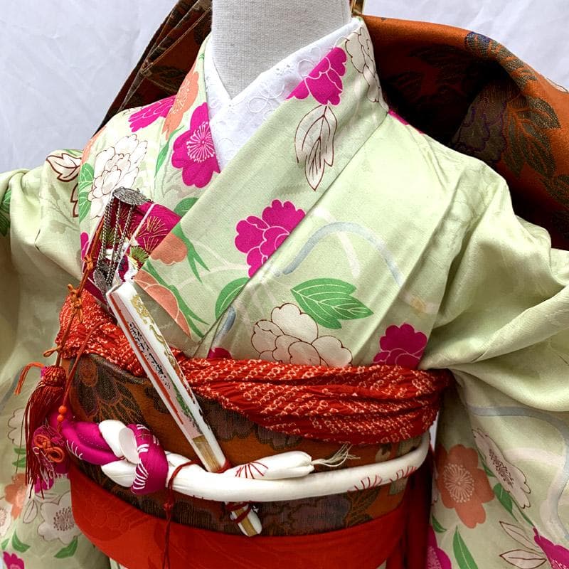 404ag30着物のみ■七五三 七歳 女児 アンティーク着物 桜■状態良好