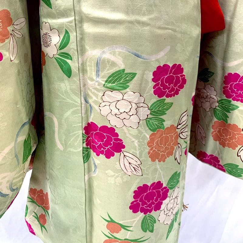 404ag30着物のみ■七五三 七歳 女児 アンティーク着物 桜■状態良好