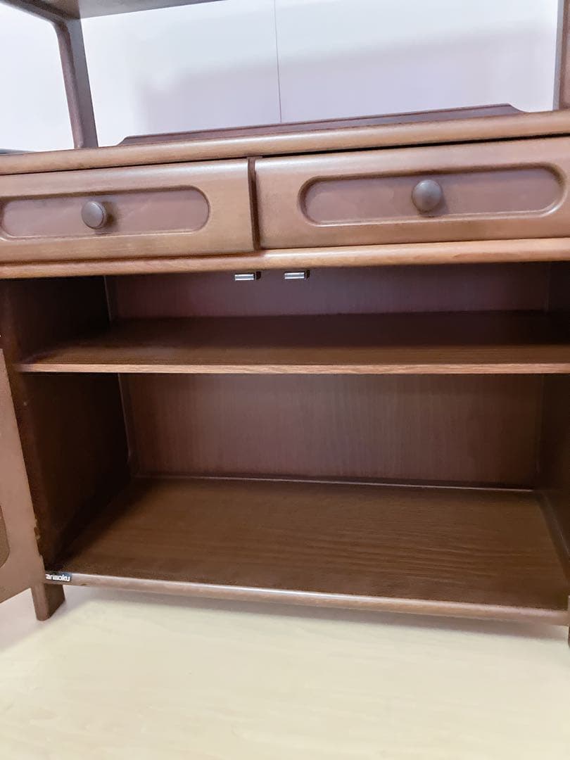 Karimoku カリモク 木製 電話台、FAX台　キャビネット飾り棚 収納　①