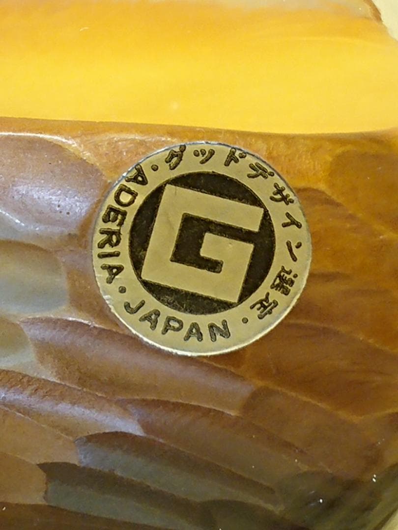 【美品】キツネ　狐　木彫　ガラス　置物　インテリア　工芸品　美術品　A1039