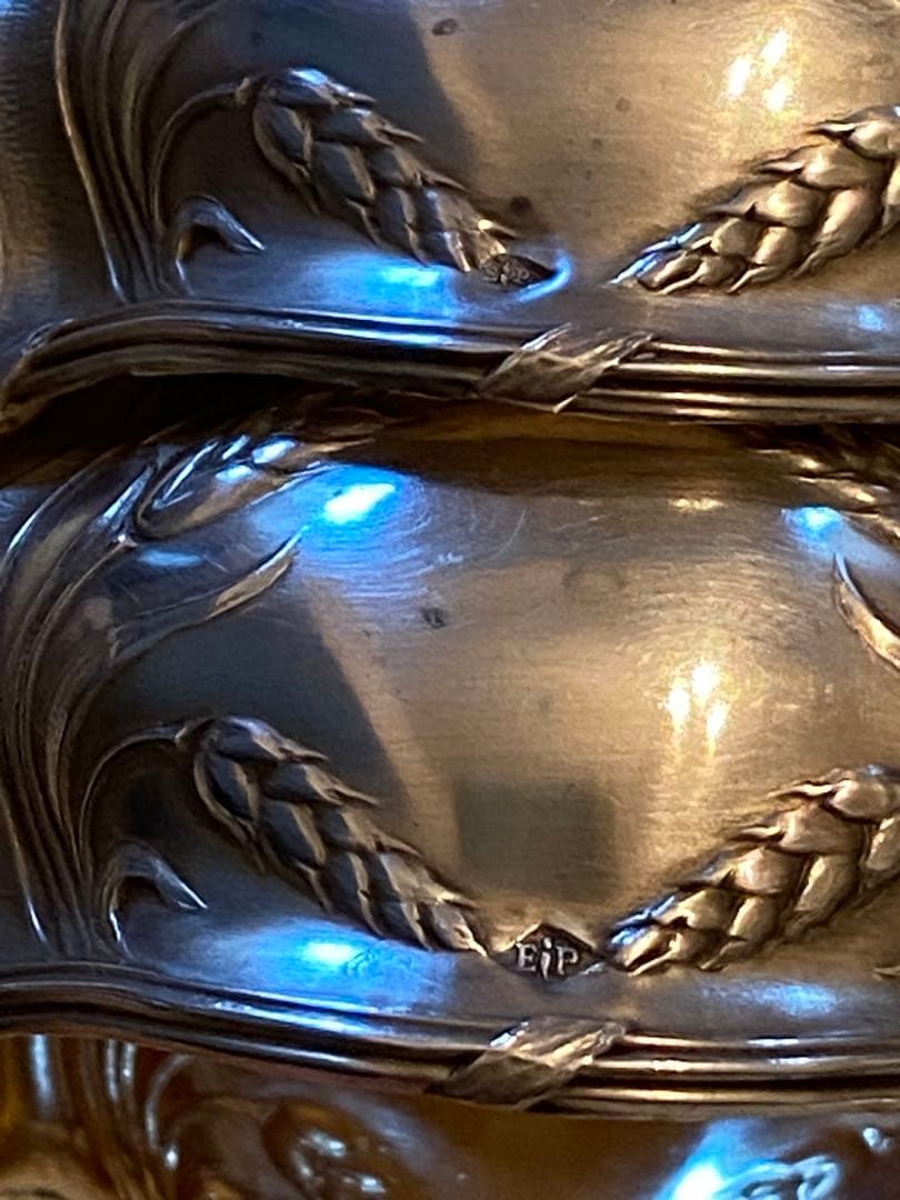 【フランス／ピュイフォルカ】純銀 クリスタル／ソルトセラー 箱入２個セット