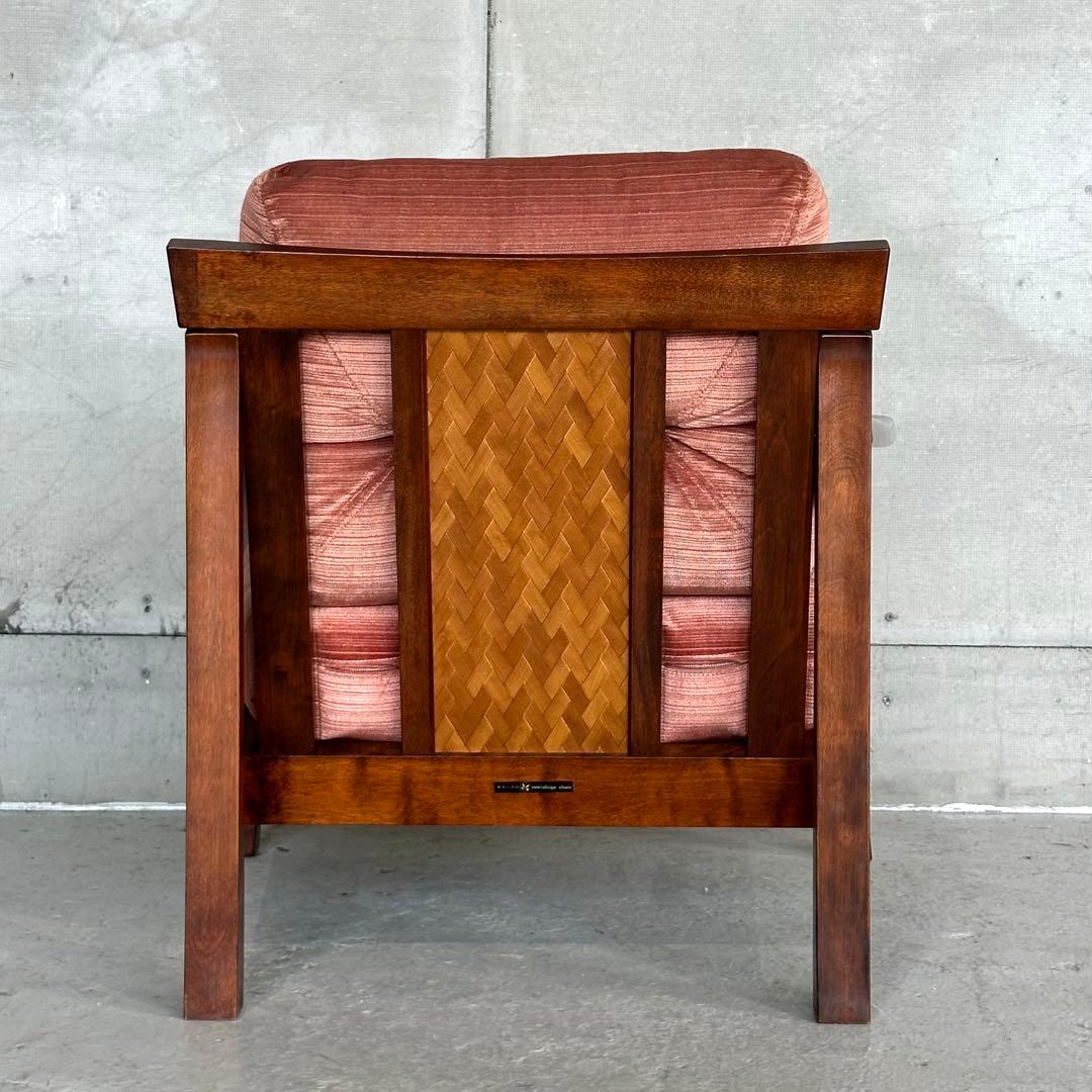 ★80s★ 昭和レトロ 森繁 MORISHIGE 1Pソファ｜無垢木枠 和モダン