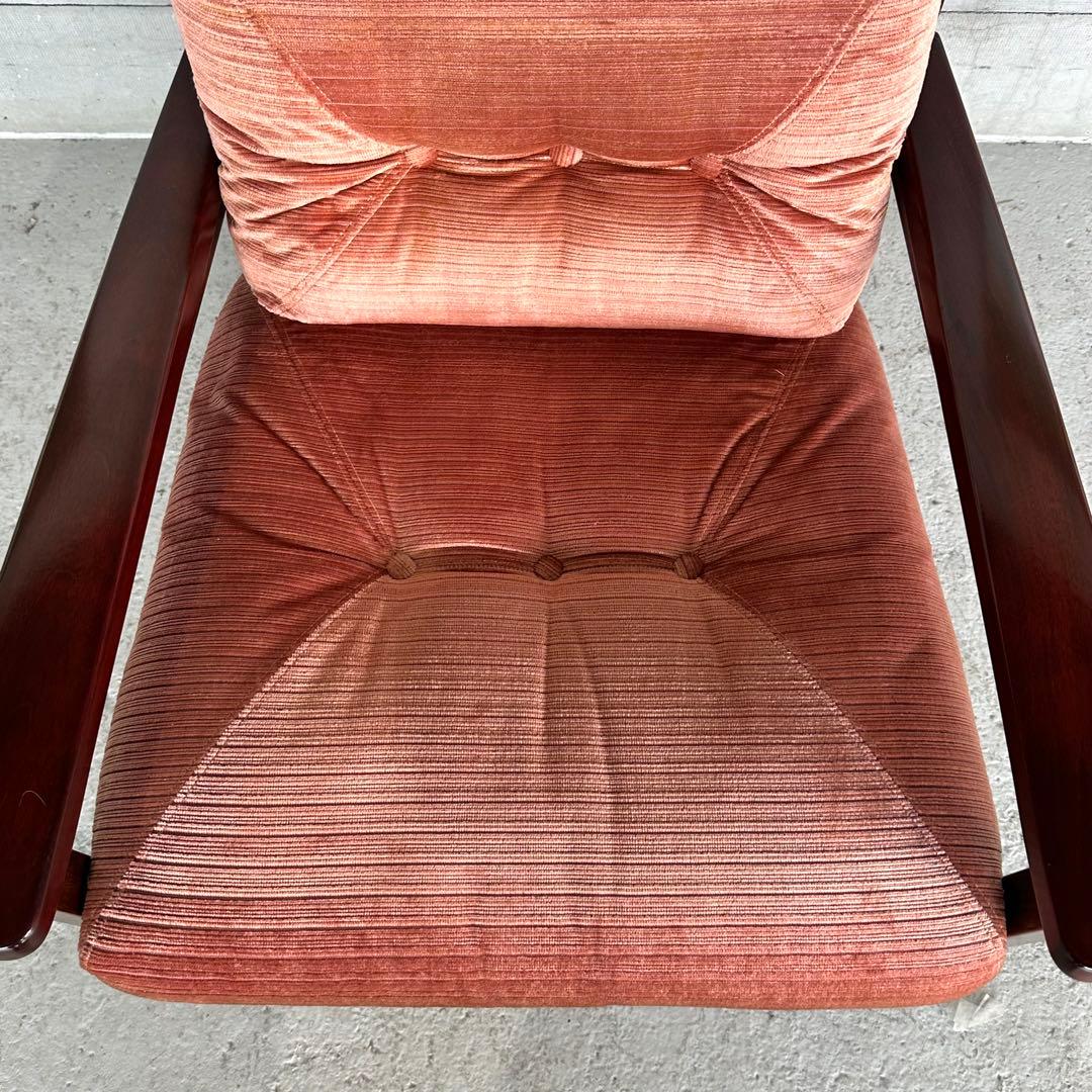 ★80s★ 昭和レトロ 森繁 MORISHIGE 1Pソファ｜無垢木枠 和モダン