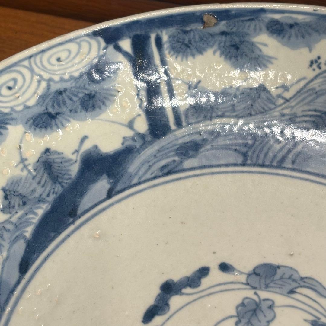 江戸時代　古伊万里　染め付　飾り皿