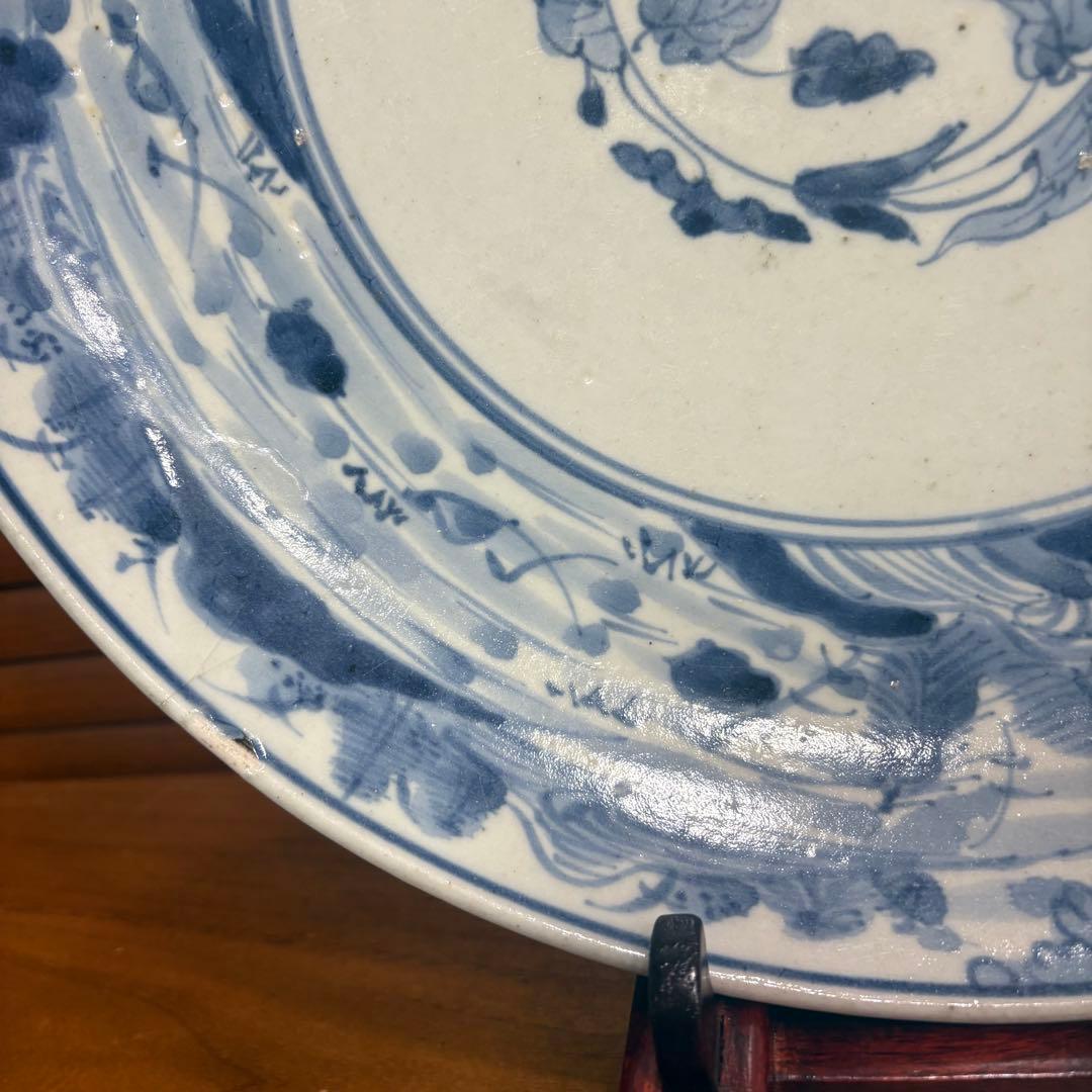 江戸時代　古伊万里　染め付　飾り皿