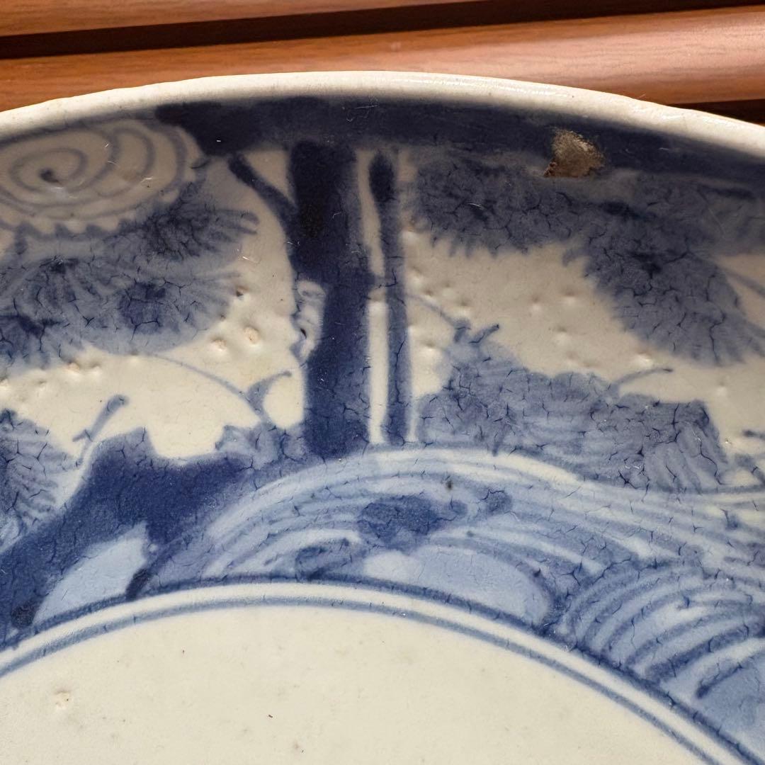 江戸時代　古伊万里　染め付　飾り皿