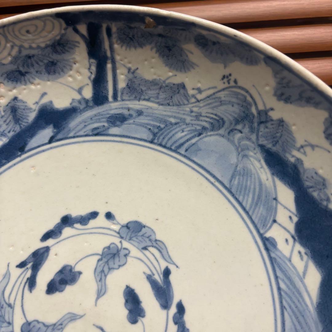 江戸時代　古伊万里　染め付　飾り皿