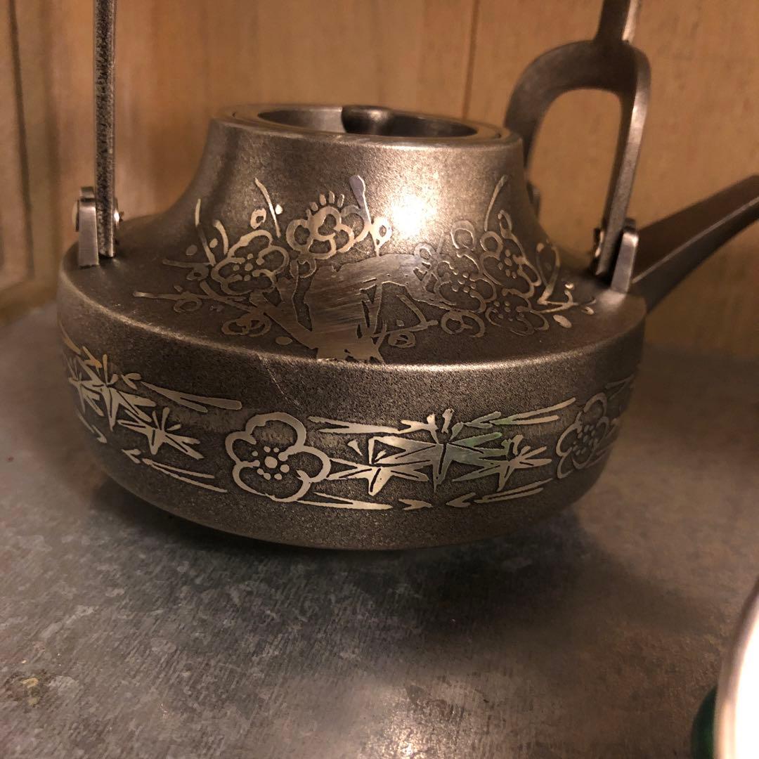 浪華錫半造 本錫製 本錫 屠蘇器 松竹梅 銚子 盃台 三つ組盃 酒器