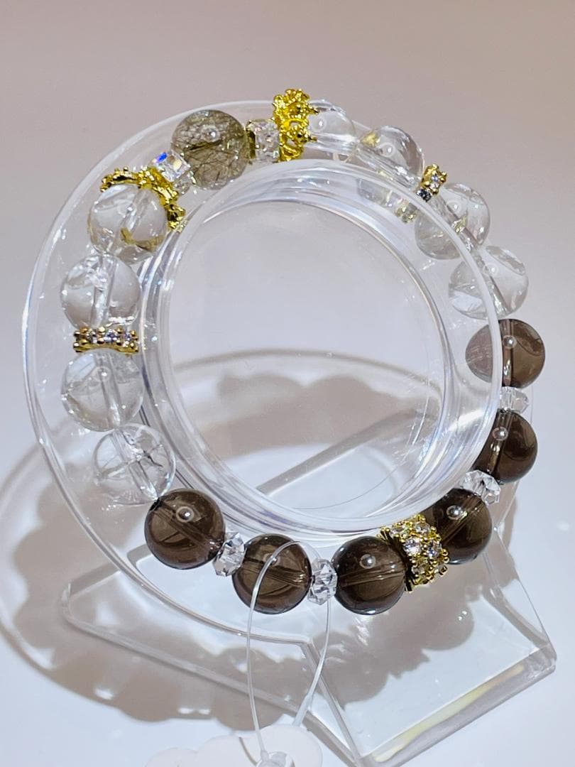 【シルバールチルクォーツ＆アイリスクォーツ/スモーキークォーツ】内径約15cm